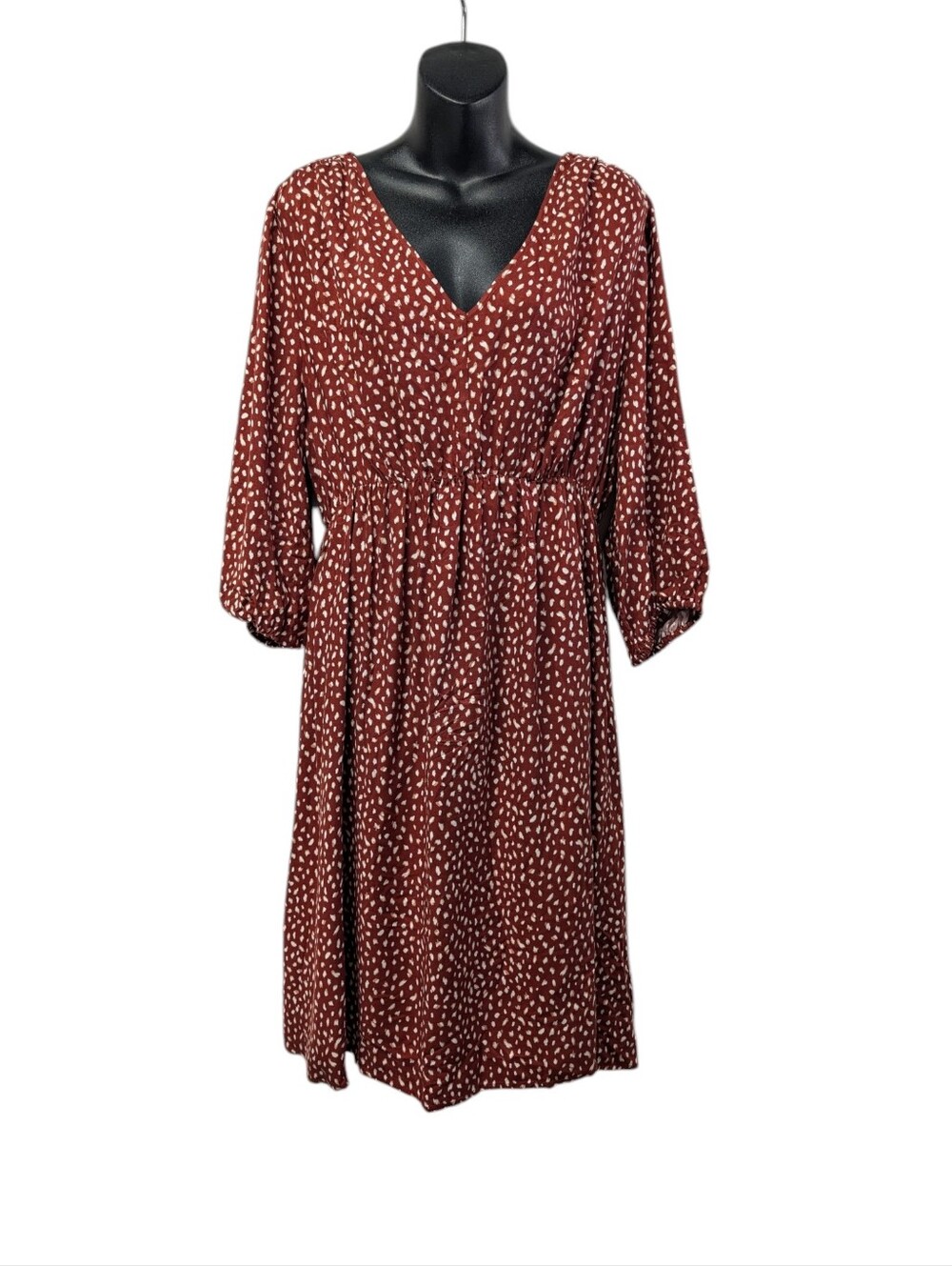 Isabel Maternity by Ingrid & Isabel Large Rust Speckle Dress Balloon Sleeve NWT